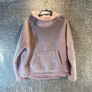 PINK Victoria’s Secret Small Sherpa Hooded Pullover  Cozy Hoodie Pink. Polyester